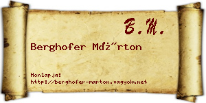 Berghofer Márton névjegykártya